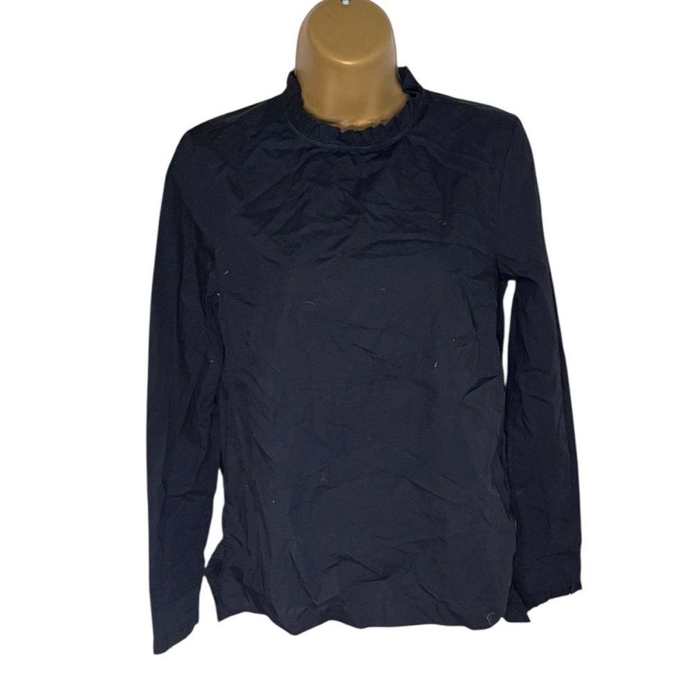 H&M Ruffle Neck Long Sleeve Blouse Minimalist Black 4